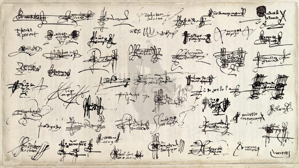Firmas tripulación expedición de Loaysa