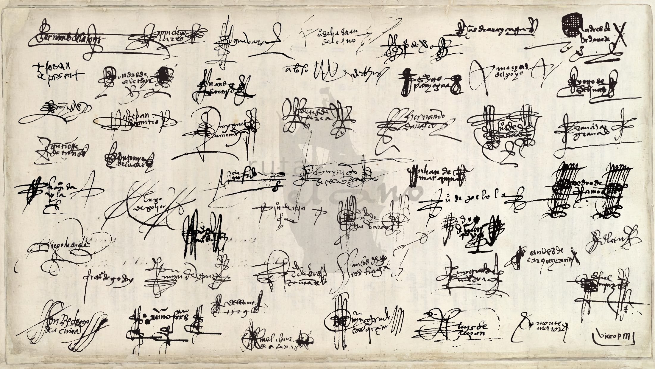 Firmas tripulación expedición de Loaysa